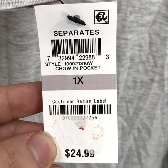 Jenni Intimates Womens Graphic-Pocket Pajama Top Chow Dog In Pocket 1X NWT $25 - Picture 3 of 5